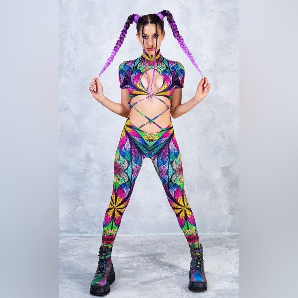 Colorful Jungle Strapped Full Bodysuit
